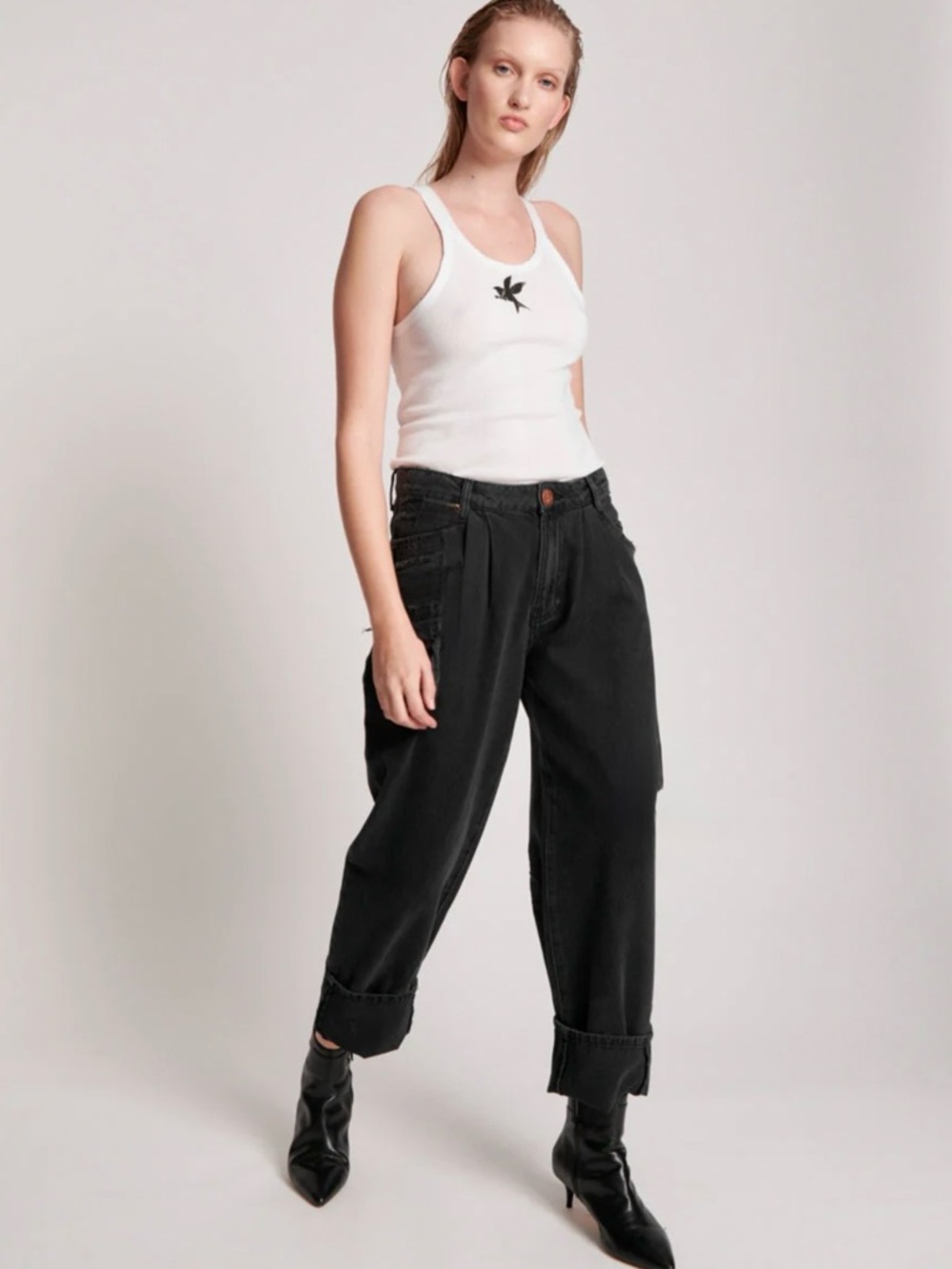 One Teaspoon Women’s Cotton Denim Button Fly Trouser Jeans Faded Black 30
